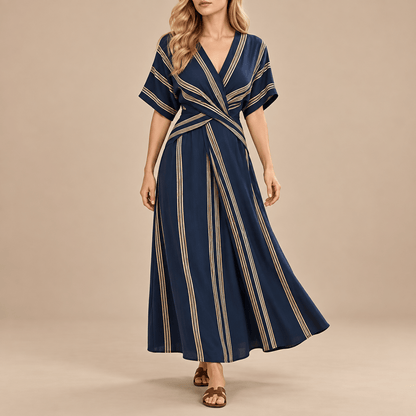 Women's Elodie Coastal Stripe Wrap Maxi Dress