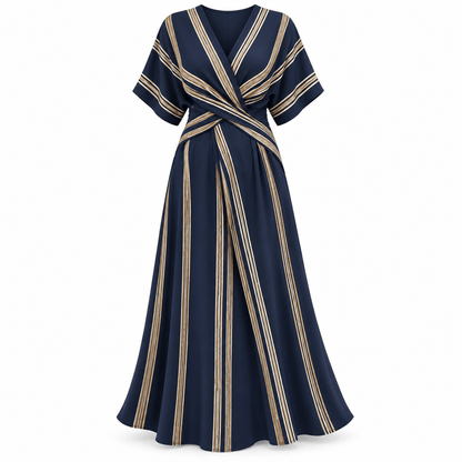 Women's Elodie Coastal Stripe Wrap Maxi Dress