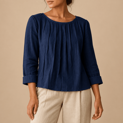 Women's Celestine Pleated Linen-Style Blouse