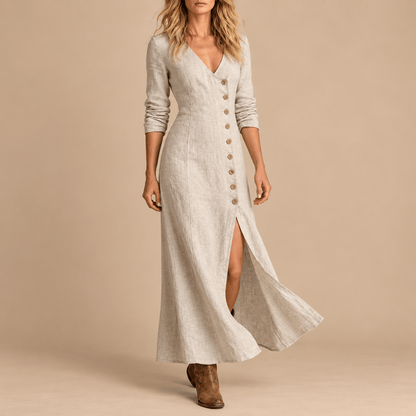 Women's Marielle Button-Detail Linen-Blend Maxi Dress