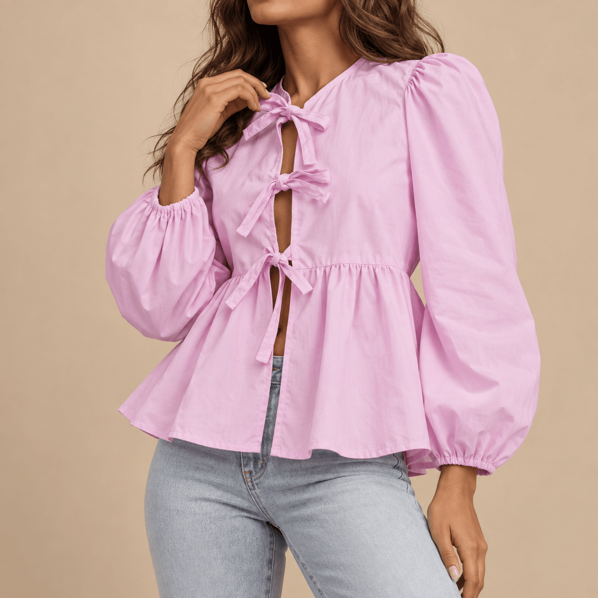Women's Elodie Bow-Tie Peplum Blouse