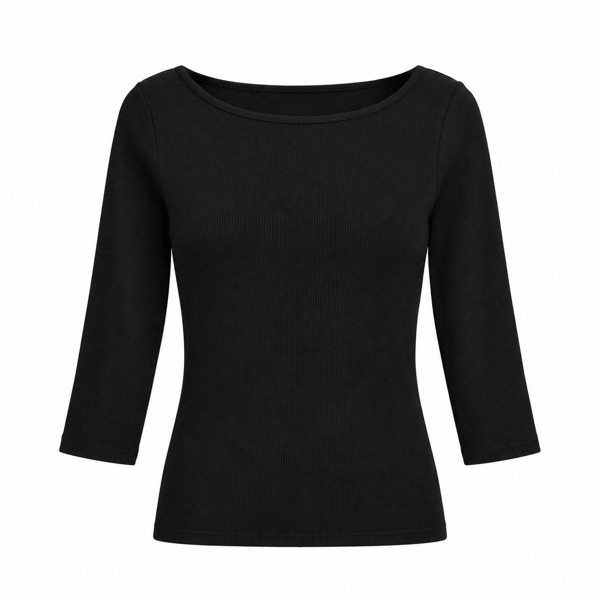 Women's Elara Ribbed Boat-Neck Three-Quarter Top