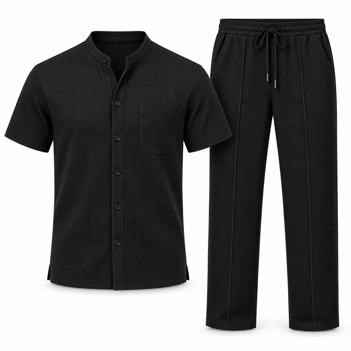 Men's Callum Waffle-Texture Summer Co-Ord Set