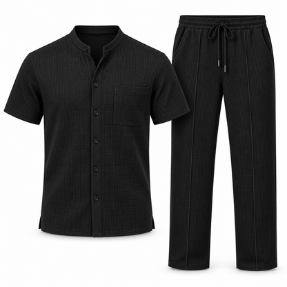 Men's Callum Waffle-Texture Summer Co-Ord Set