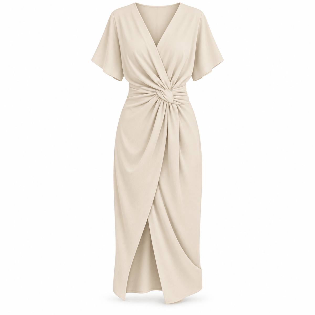Women's Evelina Draped Knot-Waist Midi Dress