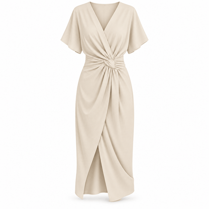 Women's Evelina Draped Knot-Waist Midi Dress
