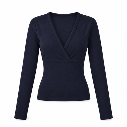 Women's Celestine Sculpted Wrap-Neck Long-Sleeve Top