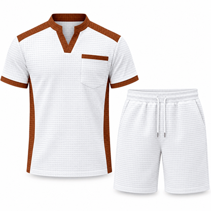 Men's Soren Contrast-Trim Waffle Short Set