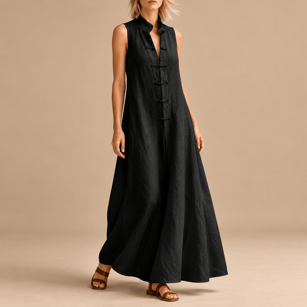 Women's Linnea Eastern-Inspired Linen-Style Maxi Dress