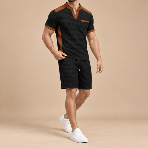 Men's Soren Contrast-Trim Waffle Short Set