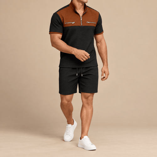 Men's Lucian Utility-Trim Waffle Short Set