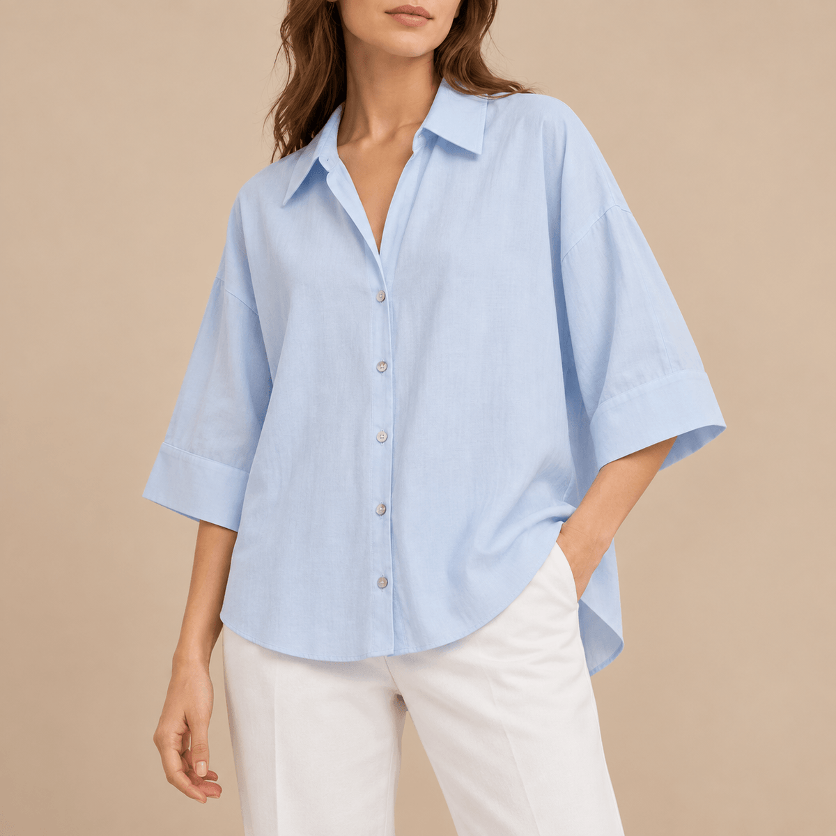 Women's Amelie Relaxed Drop-Shoulder Button Shirt