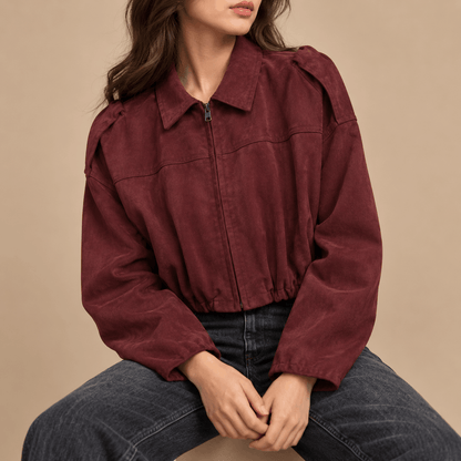 Women's Marcella Suede-Style Draped Bomber Jacket