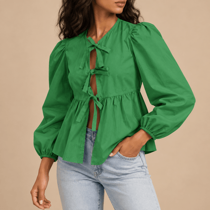 Women's Elodie Bow-Tie Peplum Blouse
