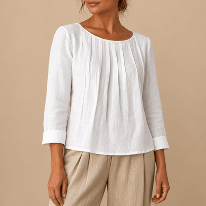 Women's Celestine Pleated Linen-Style Blouse