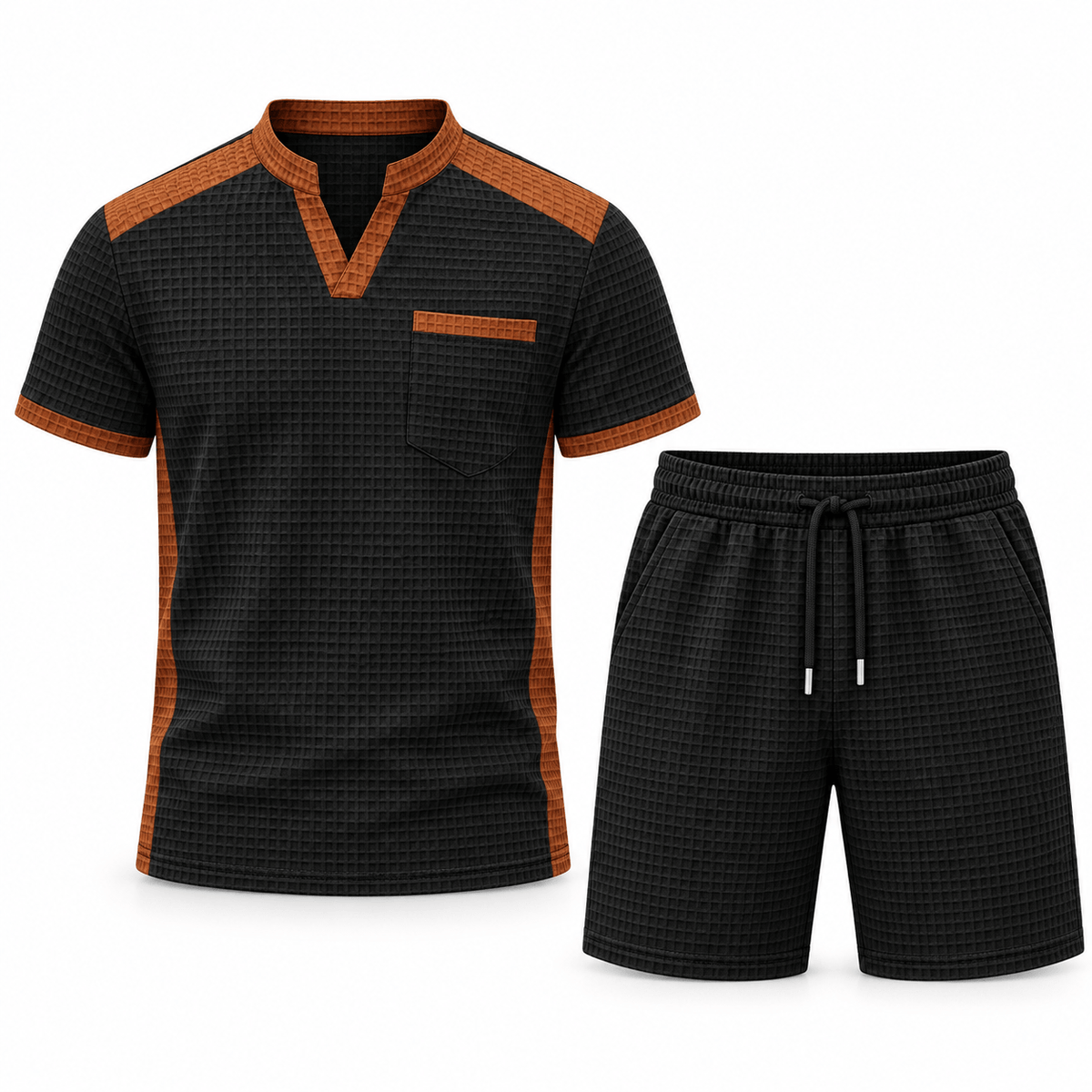 Men's Soren Contrast-Trim Waffle Short Set