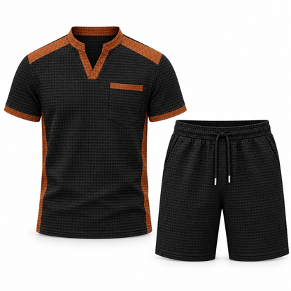 Men's Soren Contrast-Trim Waffle Short Set