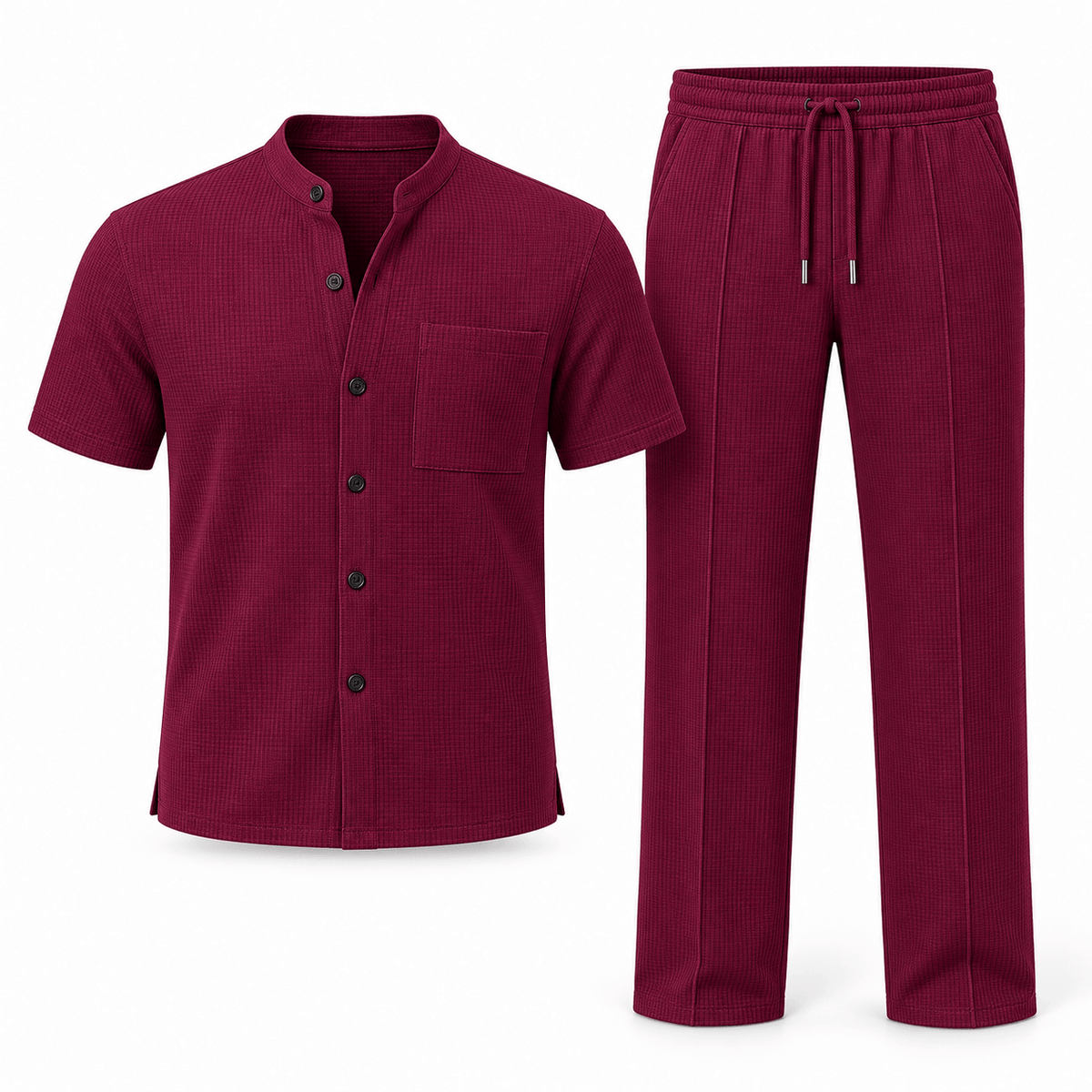 Men's Callum Waffle-Texture Summer Co-Ord Set