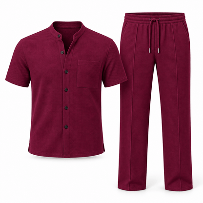Men's Callum Waffle-Texture Summer Co-Ord Set