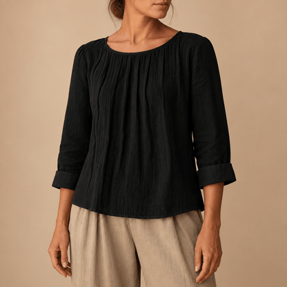 Women's Celestine Pleated Linen-Style Blouse