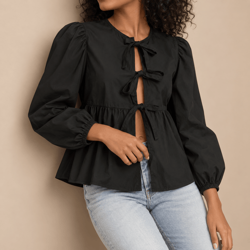 Women's Elodie Bow-Tie Peplum Blouse