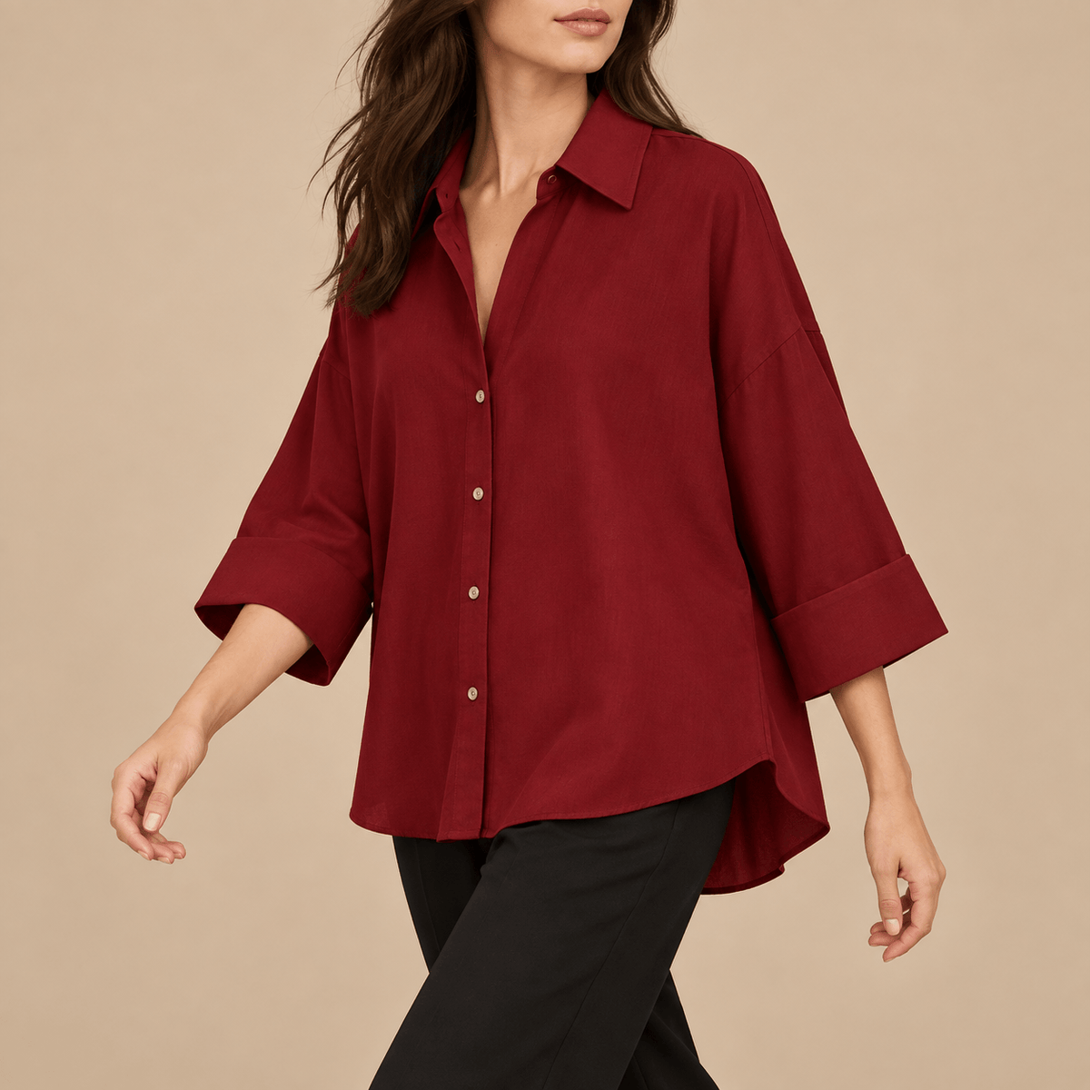 Women's Amelie Relaxed Drop-Shoulder Button Shirt
