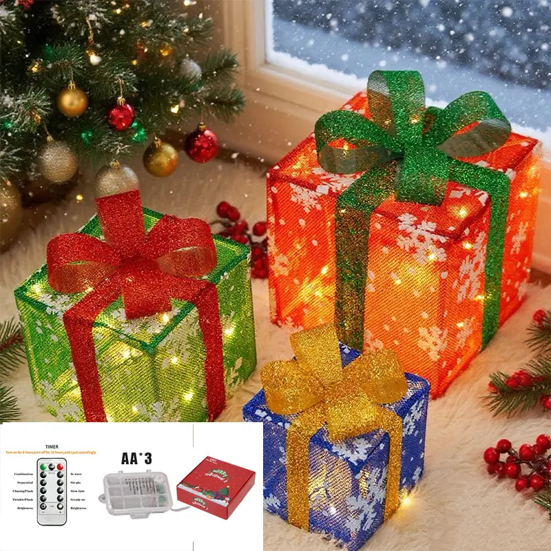 GlowGift™ – 3-Pack LED Christmas Gift Boxes