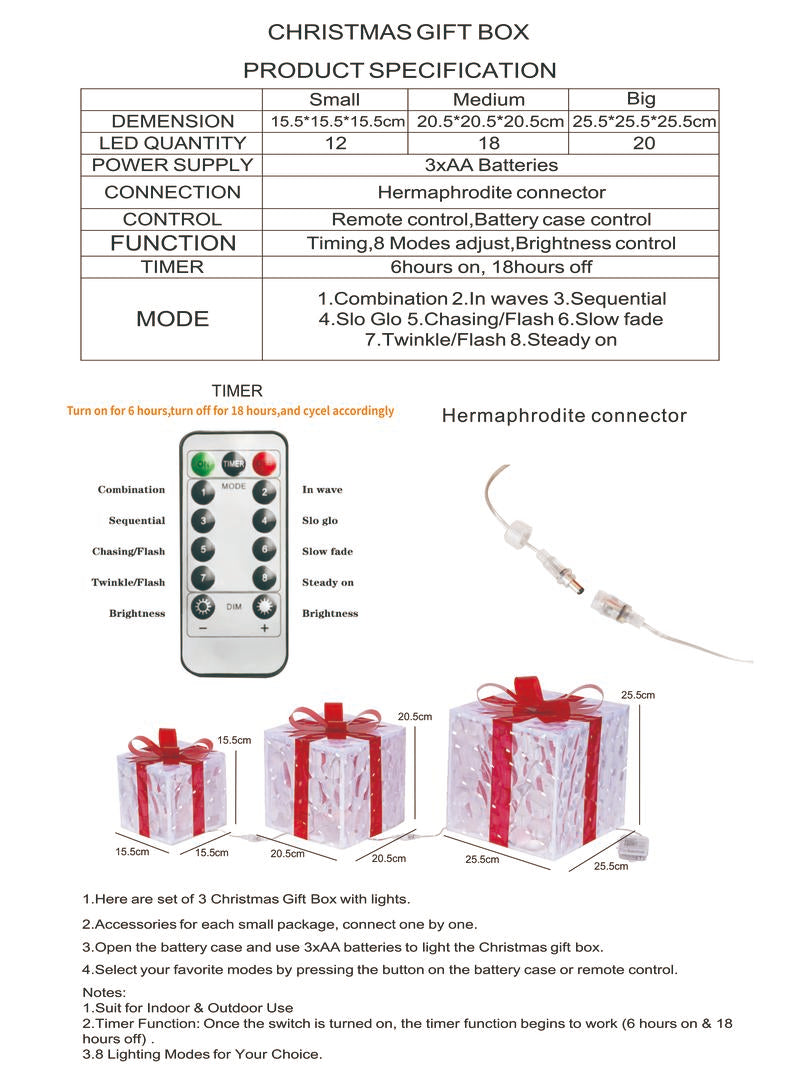 GlowGift™ – 3-Pack LED Christmas Gift Boxes