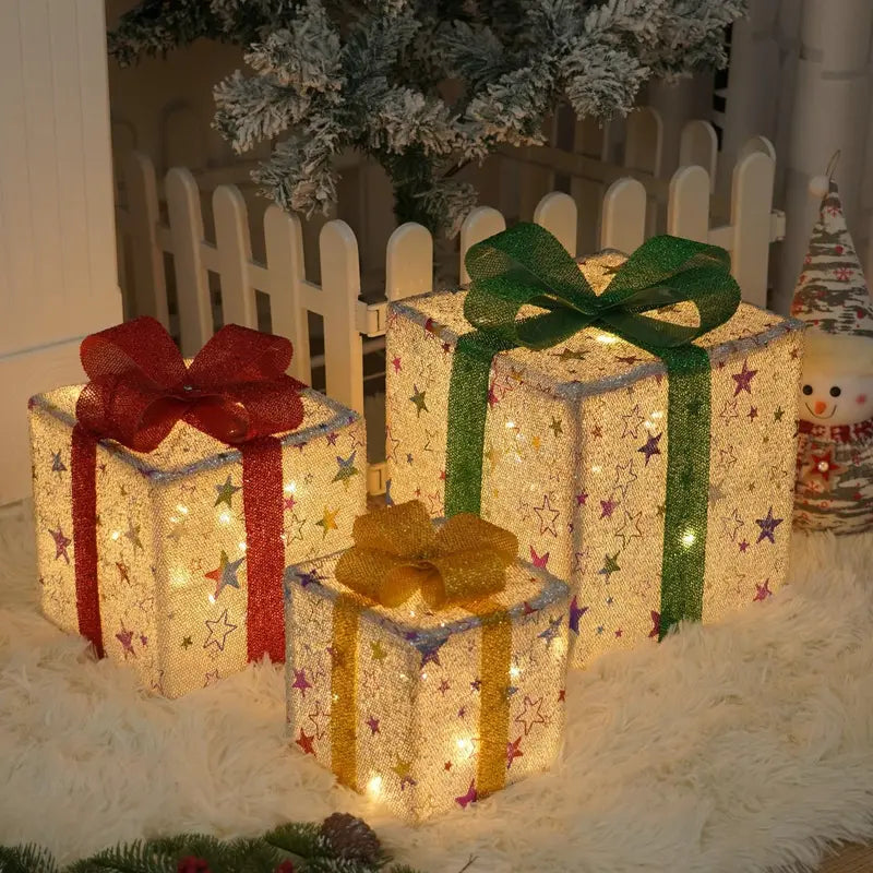 GlowGift™ – 3-Pack LED Christmas Gift Boxes