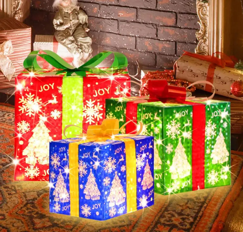 GlowGift™ – 3-Pack LED Christmas Gift Boxes