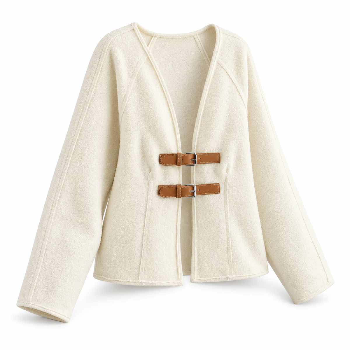 Women's Aurelia Buckle-Front Textured Cardigan