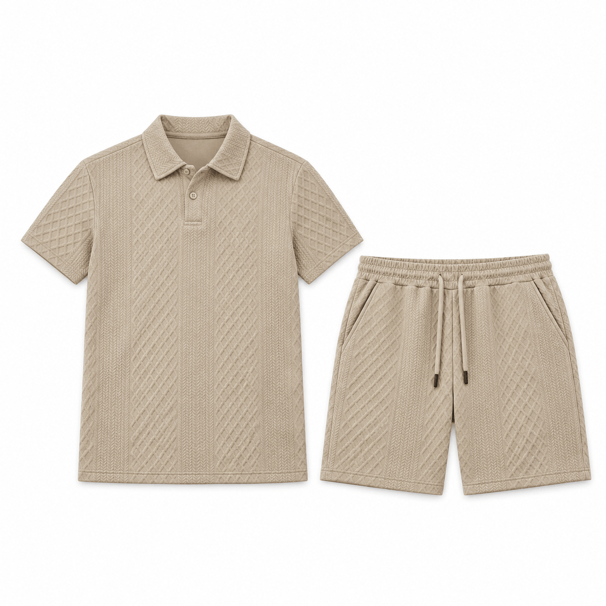 Men's Evander Textured Jacquard Polo Short Set