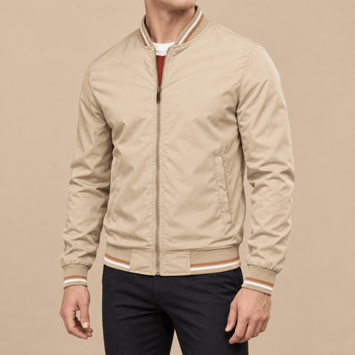 Men's Cedric Striped-Trim Zip Bomber Jacket