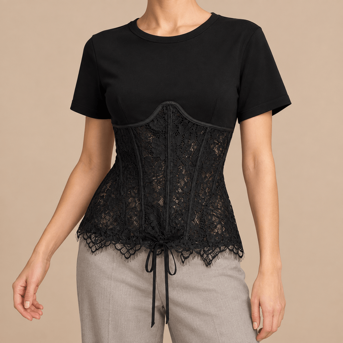 Women's Evelina Lace-Panel Longline T-Shirt