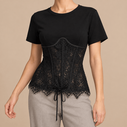 Women's Evelina Lace-Panel Longline T-Shirt