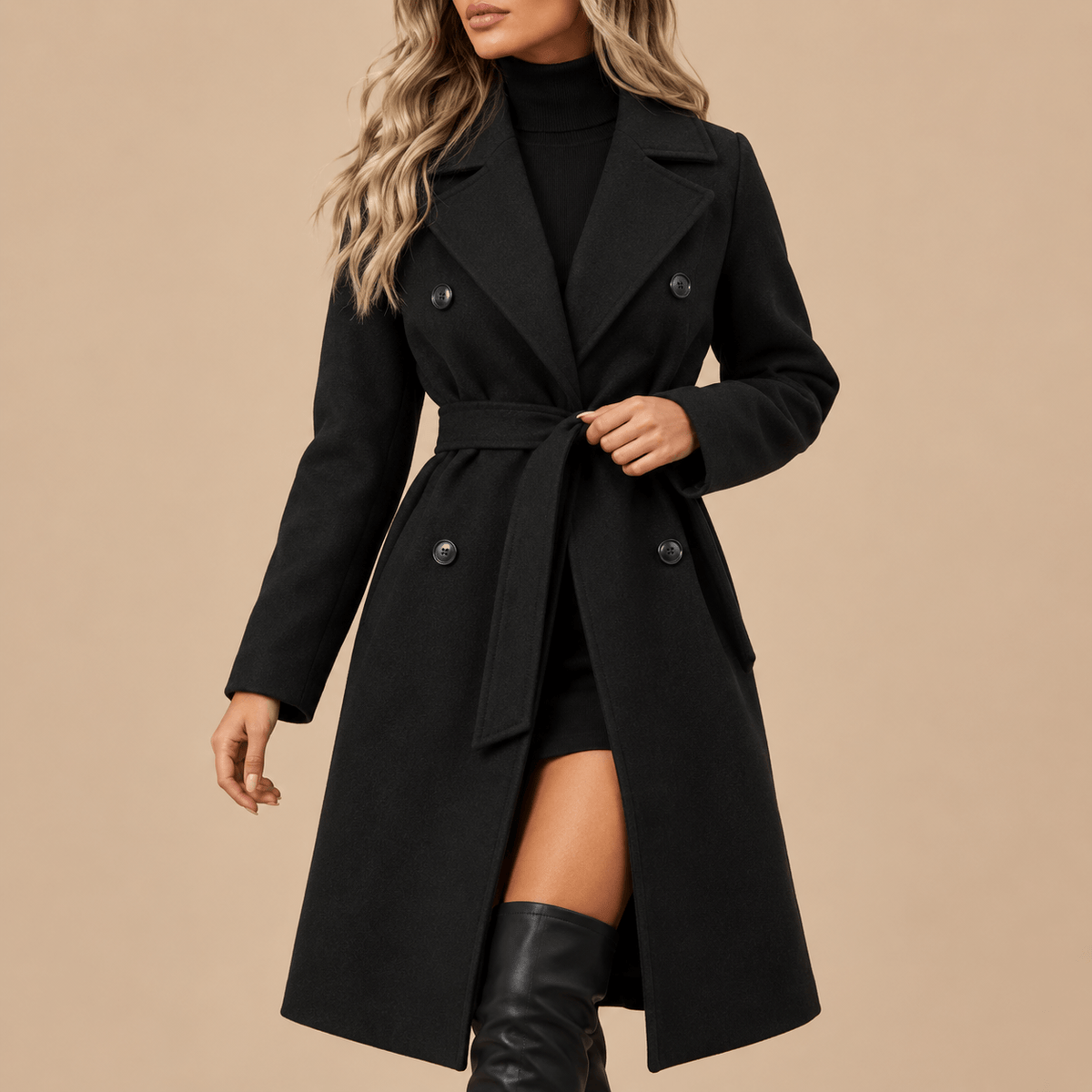 Women's Vivienne Belted Double-Breasted Longline Coat