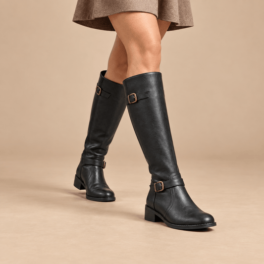 Women's Evelina Equestrian Leather-Look Knee Boots