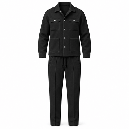 Men's Cassian Waffle-Weave Overshirt & Trouser Set
