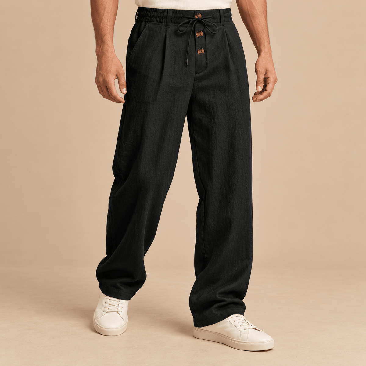 Men's Callan Relaxed Cotton-Linen Drawstring Trousers