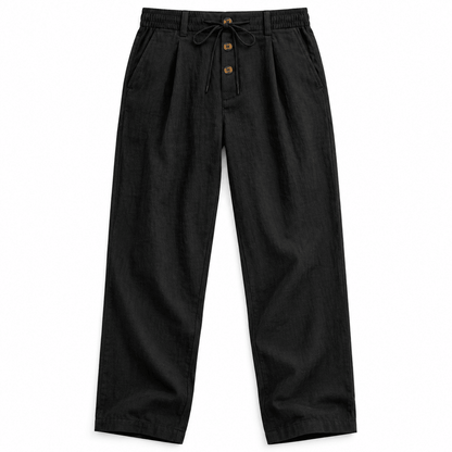 Men's Callan Relaxed Cotton-Linen Drawstring Trousers