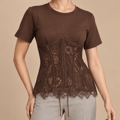 Women's Evelina Lace-Panel Longline T-Shirt