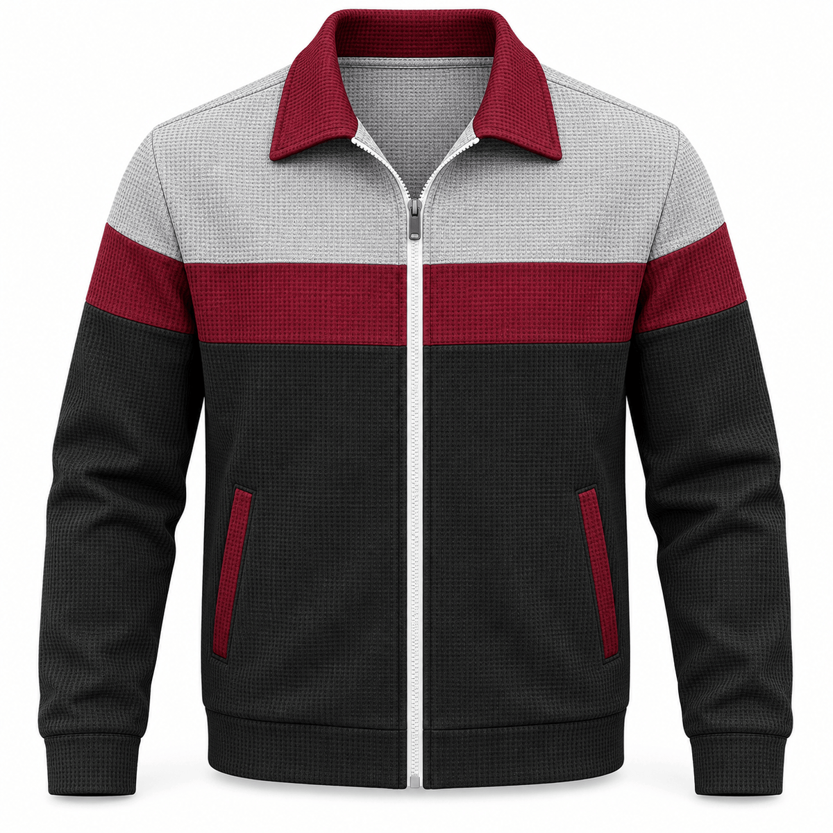 Men's Leandro Waffle-Knit Colour-Block Jacket