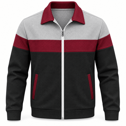 Men's Leandro Waffle-Knit Colour-Block Jacket