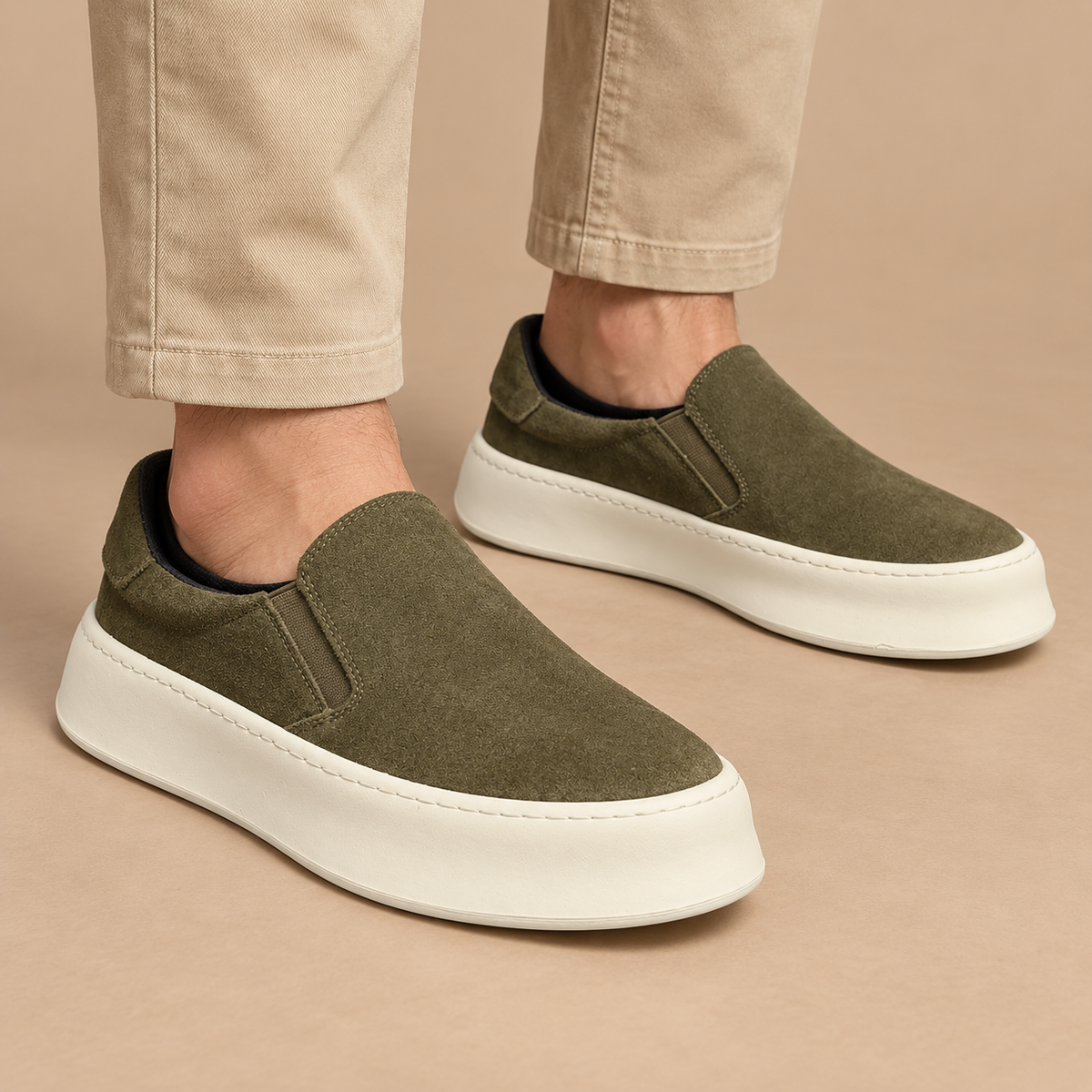 Men's Calder Suede-Look Platform Slip-On Trainers