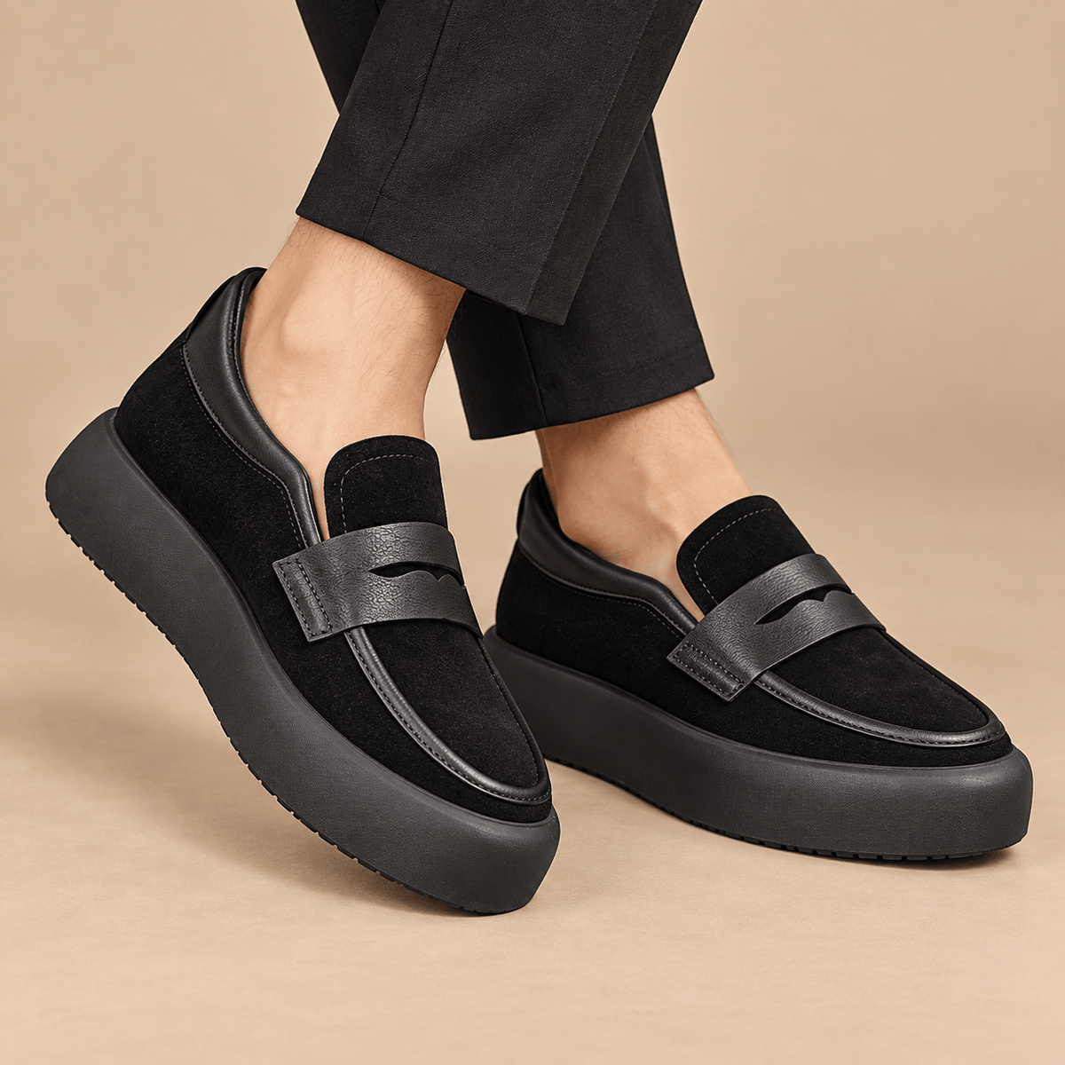Men's Callum Suede-Style Platform Penny Loafers