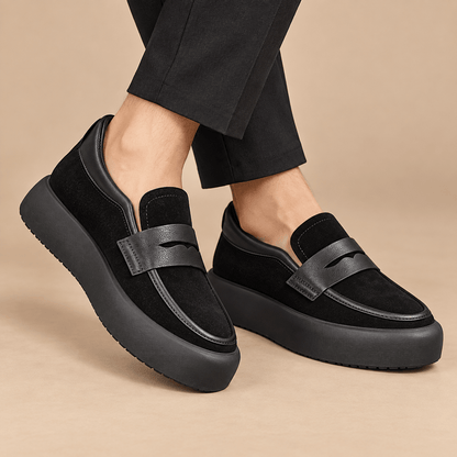 Men's Callum Suede-Style Platform Penny Loafers