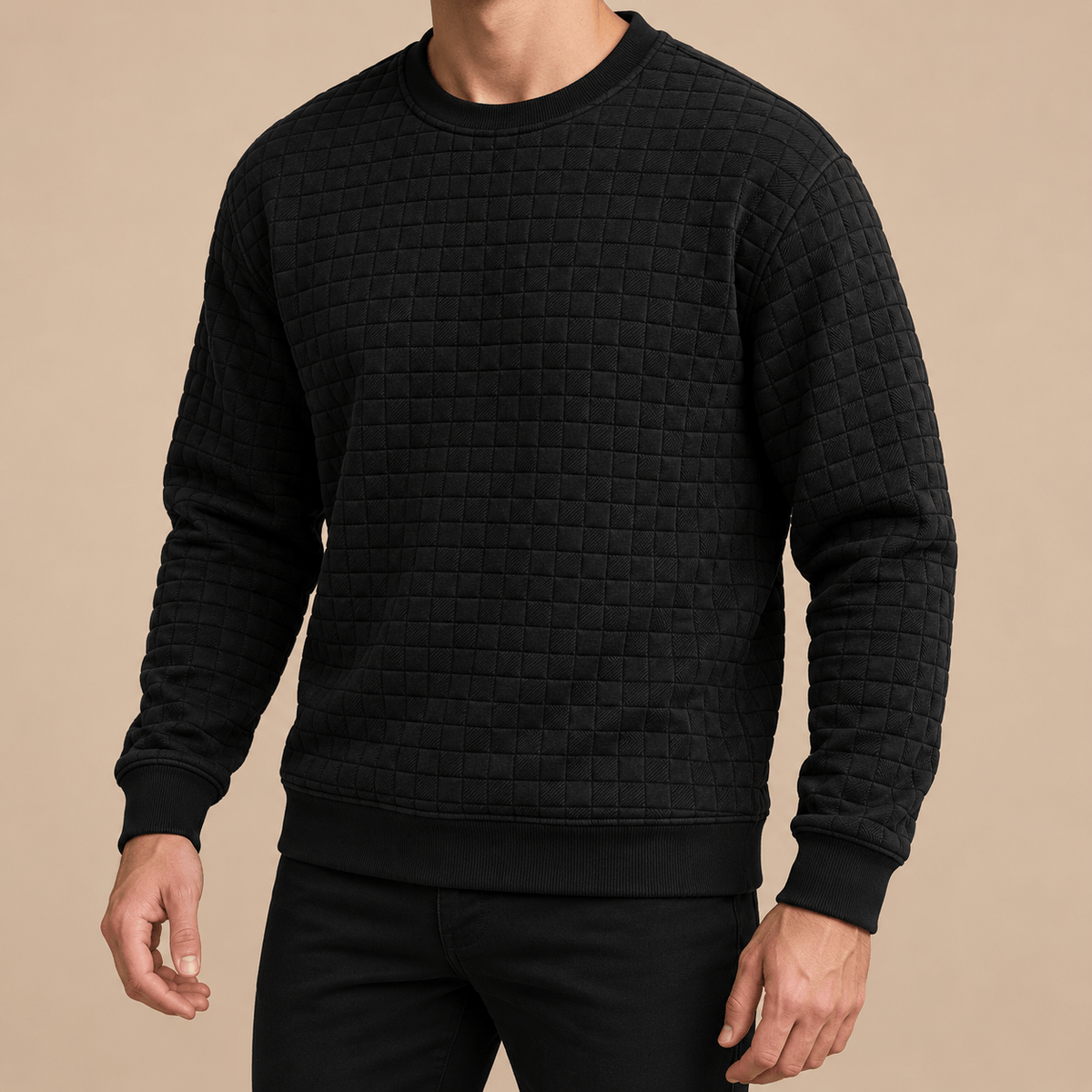 Men's Callum Textured Grid Crew-Neck Sweatshirt
