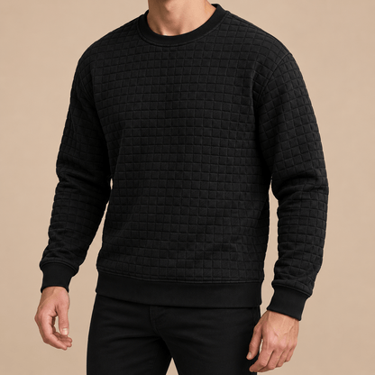 Men's Callum Textured Grid Crew-Neck Sweatshirt