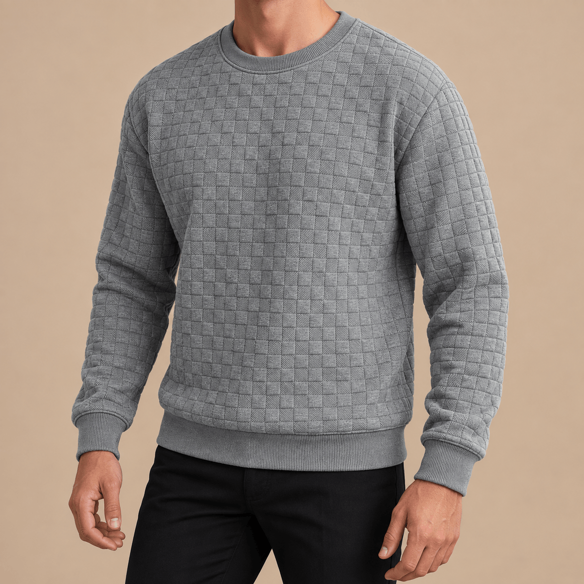 Men's Callum Textured Grid Crew-Neck Sweatshirt