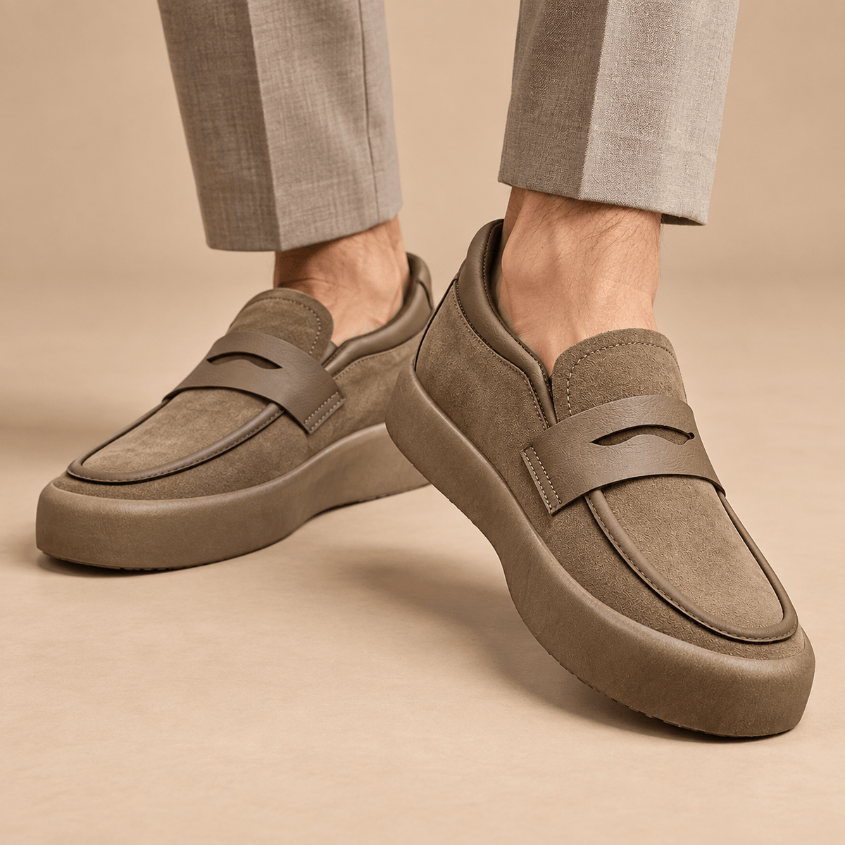 Men's Callum Suede-Style Platform Penny Loafers
